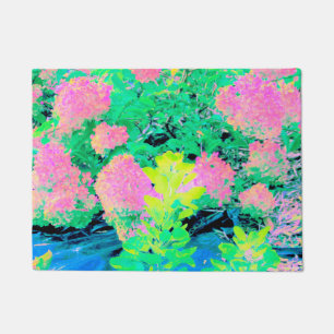 Pink Hydrangea Garden with Yellow Foliage Doormat