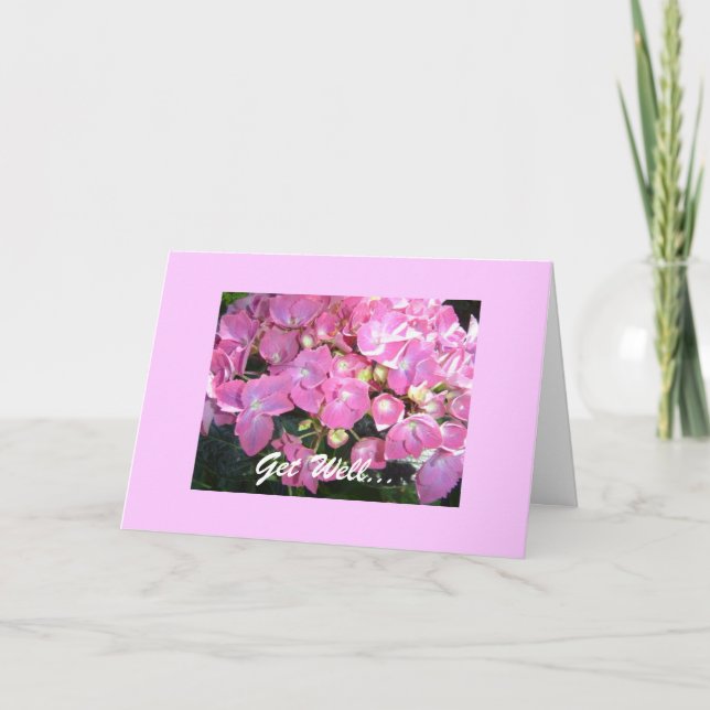 Pink Hydrangea Get Well Card (Front)