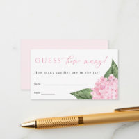 Pink Hydrangea Guess How Many Shower Game Card