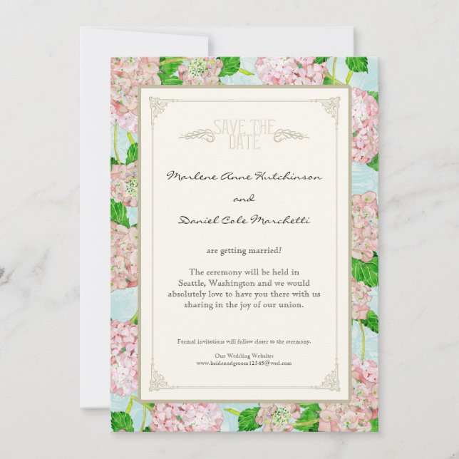 Pink Hydrangea Lace Floral Formal Elegant Weddings Invitation (Front)