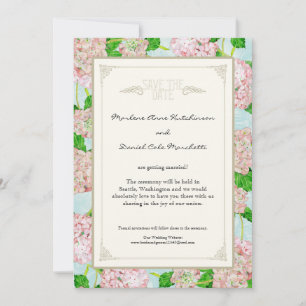 Pink Hydrangea Lace Floral Formal Elegant Weddings Invitation