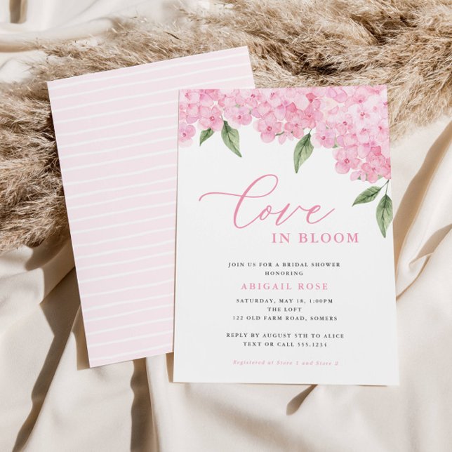 Pink Hydrangea Love in Bloom Bridal Shower Invitation (Creator Uploaded)
