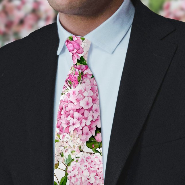 Pink hydrangea neck tie (Creator Uploaded)