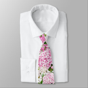 Pink hydrangea neck tie