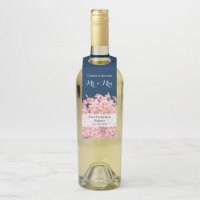 Pink Hydrangea on Navy Blue Personalized Wedding