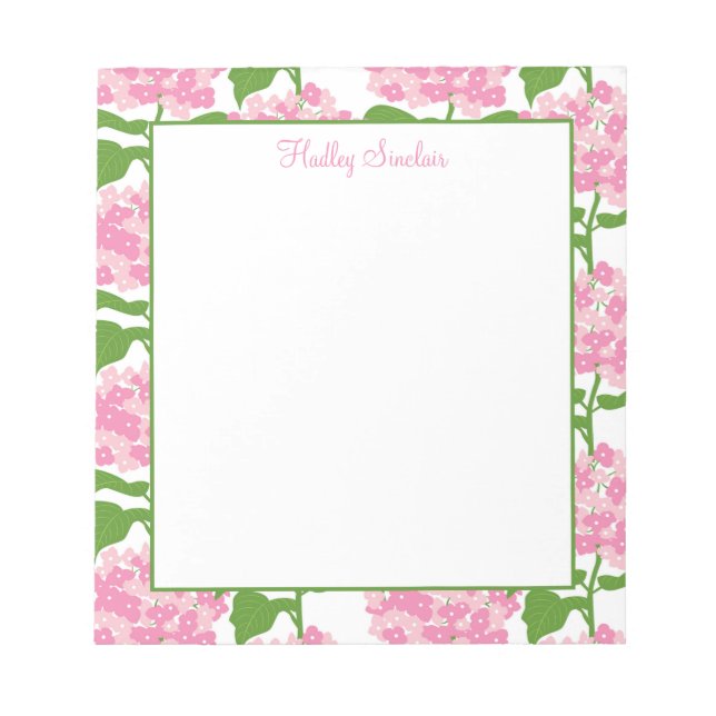 Pink Hydrangea Pattern Notepad (Front)