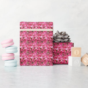 Pink Hydrangea Petals Floral Pattern Wrapping Paper