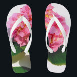 Pink Hydrangea pink floral pink flower Flip Flops<br><div class="desc">"A captivating photograph of a romantic pink hydrangea from my gardens,  capturing their lush,  delicate petals and the rich,  regal hues that evoke a sense of mystery and passion."</div>