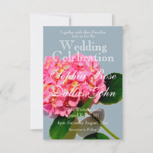 Pink Hydrangea pink floral pink flower Invitation