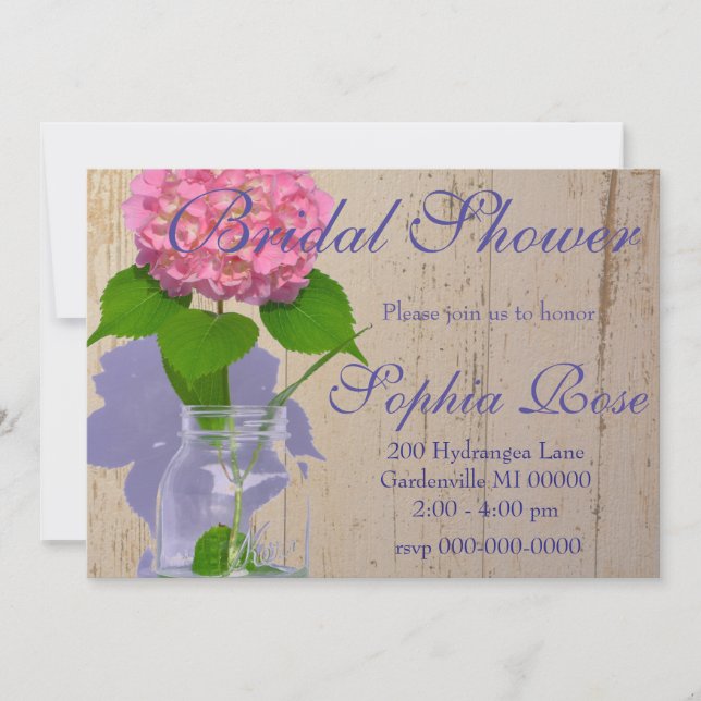 Pink hydrangea pink floral pink flower  invitation (Front)