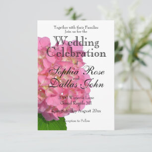 Pink hydrangea pink floral pink flower invitation