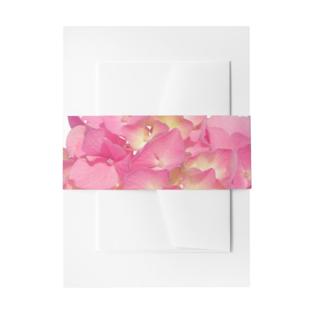 Pink hydrangea pink floral pink flower invitation belly band (Front Example)