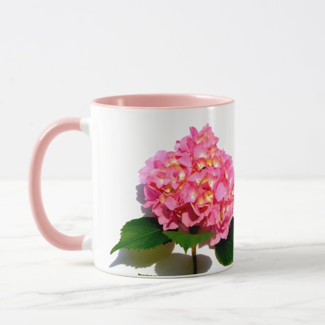Pink hydrangea pink floral pink flower mug (Left)