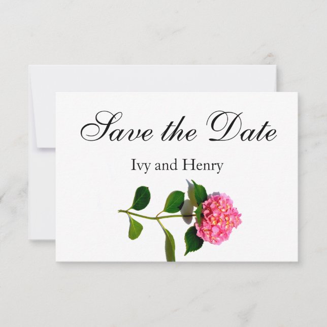 Pink hydrangea pink floral pink flower save the date (Front)