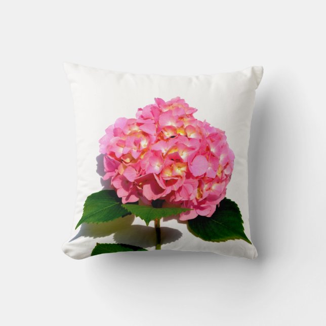 Pink Hydrangea pink floral pink flower Throw Pillow (Front)