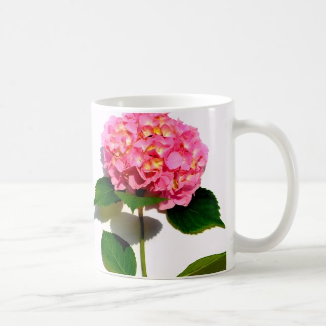 Pink hydrangea pink flower pink floral coffee mug (Right)