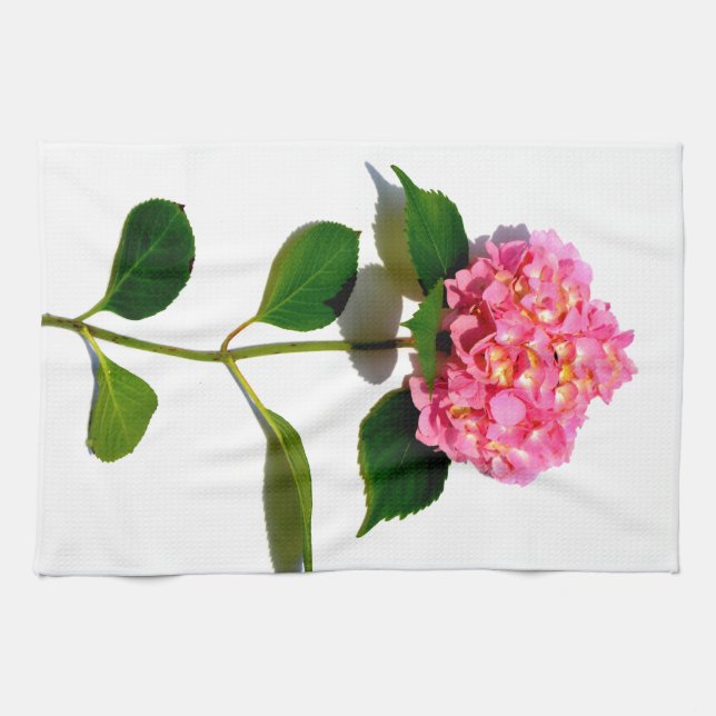 Pink hydrangea pink flower pink floral kitchen towel (Horizontal)