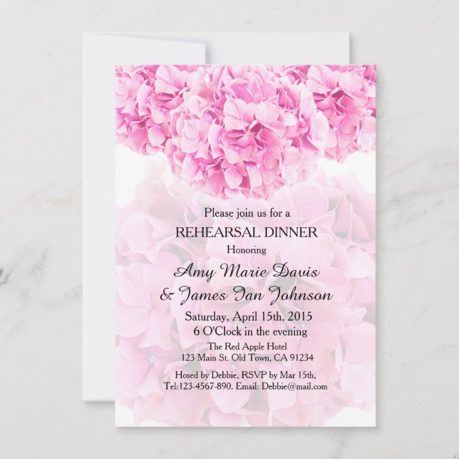 Pink hydrangea rehearsal dinner invites hydrangea1 (Front)