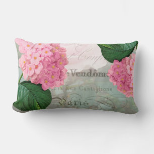 Pink Hydrangea Romantic French Lumbar Pillow