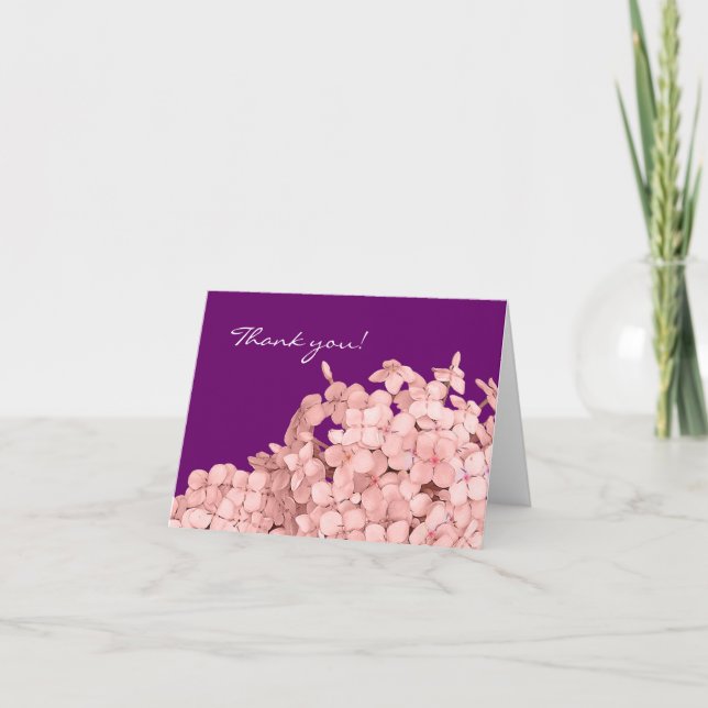 Pink Hydrangea Thank You Card (Front)