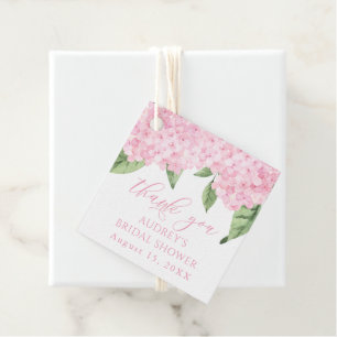 Pink Hydrangea Thank You Customized Bridal Shower Favour Tags