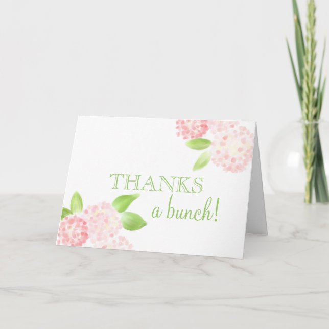 Pink Hydrangea Thank You Note Card (Front)