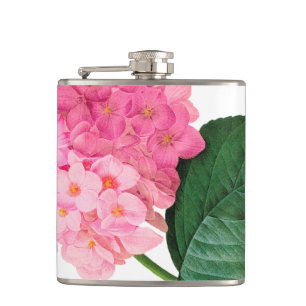 Pink Hydrangea Vinyl Wrapped Flask