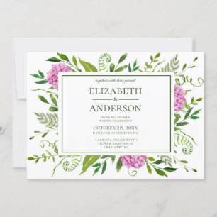 Pink Hydrangea Wedding Celebration Invitation