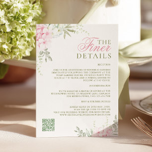 Pink Hydrangea Wedding Details Enclosure Card