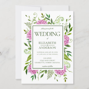 Pink Hydrangea Wedding Invitation