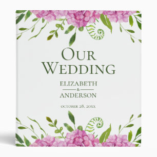 Pink Hydrangea Wedding Photo Album Binder
