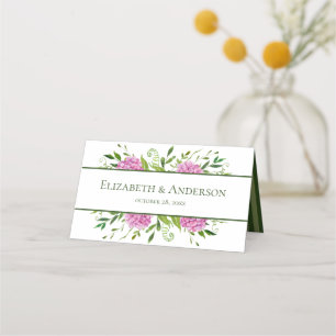 Pink Hydrangea Wedding Place Card