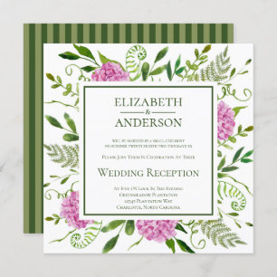 Pink Hydrangea Wedding Reception Invitation