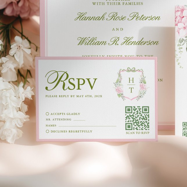 Pink Hydrangea Wedding RSVP Card (Creator Uploaded)
