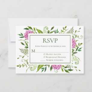 Pink Hydrangea Wedding RSVP Card