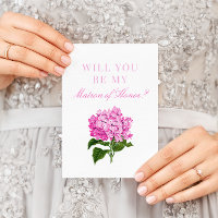 Pink Hydrangea Will You Be My Matron of Honour Car