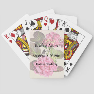 Pink Hydrangea With Leaves Wedding Products Playing Cards