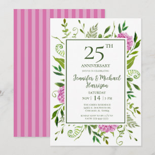 Pink Hydrangeas 25th Anniversary Invitation
