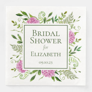 Pink Hydrangeas Bridal Shower Napkin