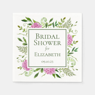 Pink Hydrangeas Bridal Shower Napkin