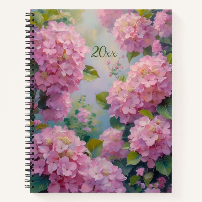 Pink Hydrangeas Floral Spiral-bound Journal Spring (Front)