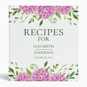Pink Hydrangeas Floral Watercolor Recipe Binder