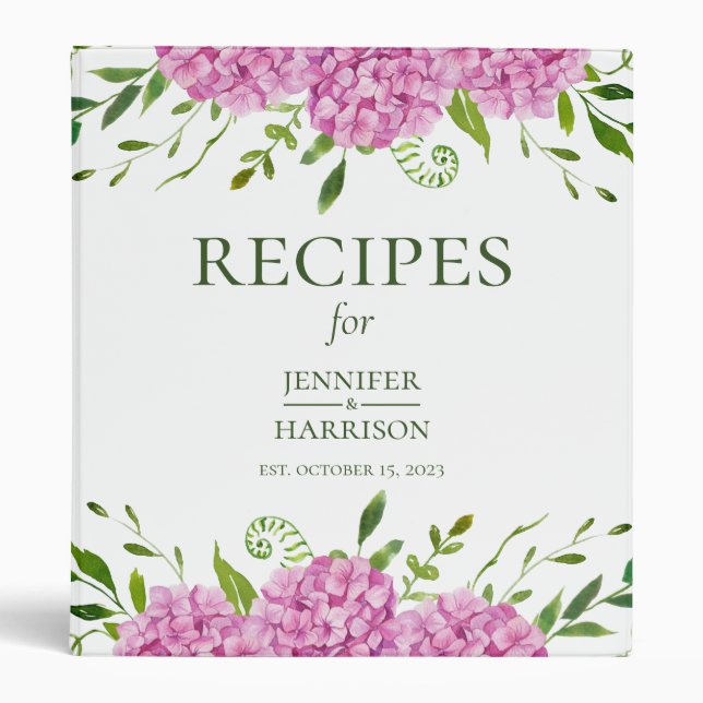 Pink Hydrangeas Recipe  Binder (Front)