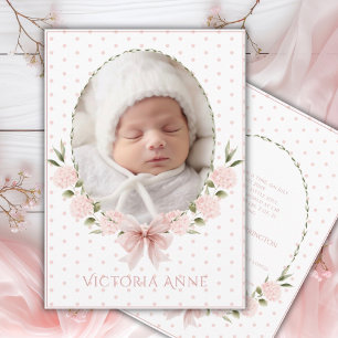 Pink  Hydrangeas Vintage Birth Announcement