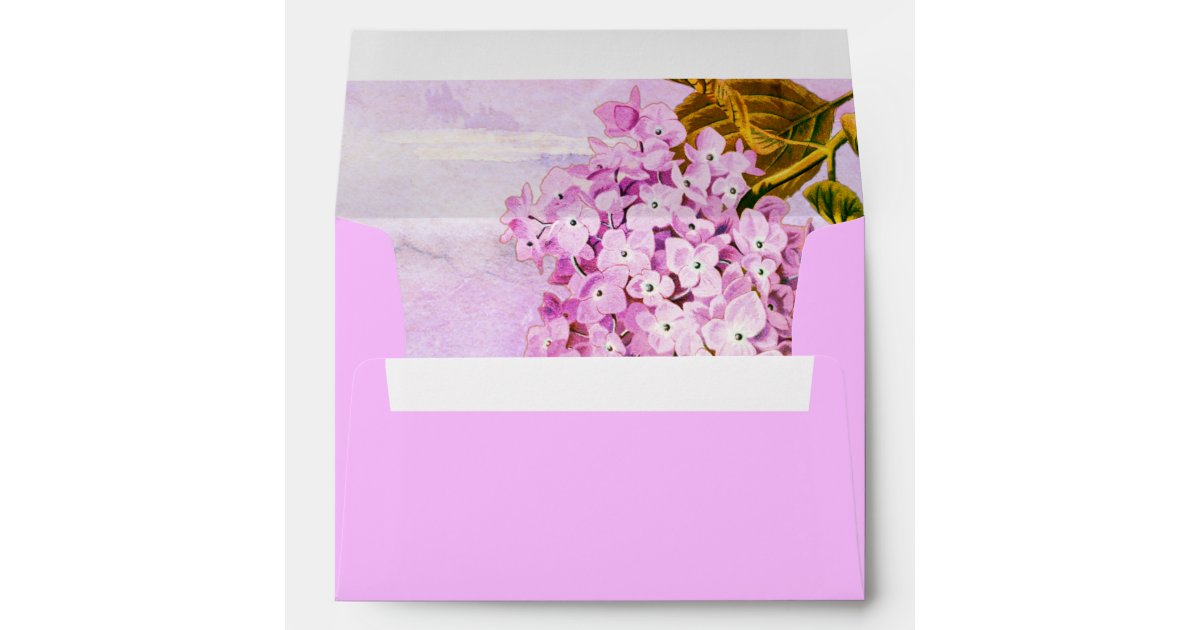 Pink hydrangeas watercolor floral wedding envelope | Zazzle