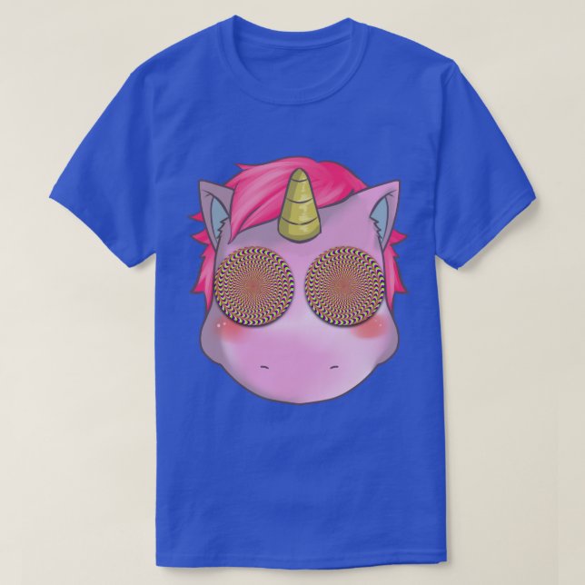 Pink Hypnotic Unicorn Stares at You Gift Idea T-Shirt (Design Front)