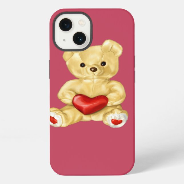 Pink Hypnotizing Cute Teddy Bear Protective iPhone Case (Back)