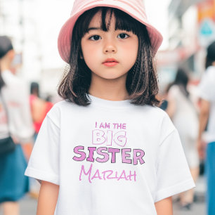Pink I am the Big Sister Personalized  Baby T-Shirt