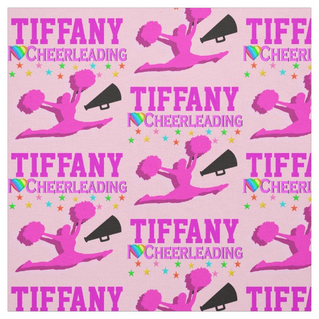 PINK I LOVE CHEERLEADING PERSONALIZED FABRIC (Swatch)