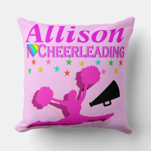 PINK I LOVE CHEERLEADING PERSONALIZED PILLOW